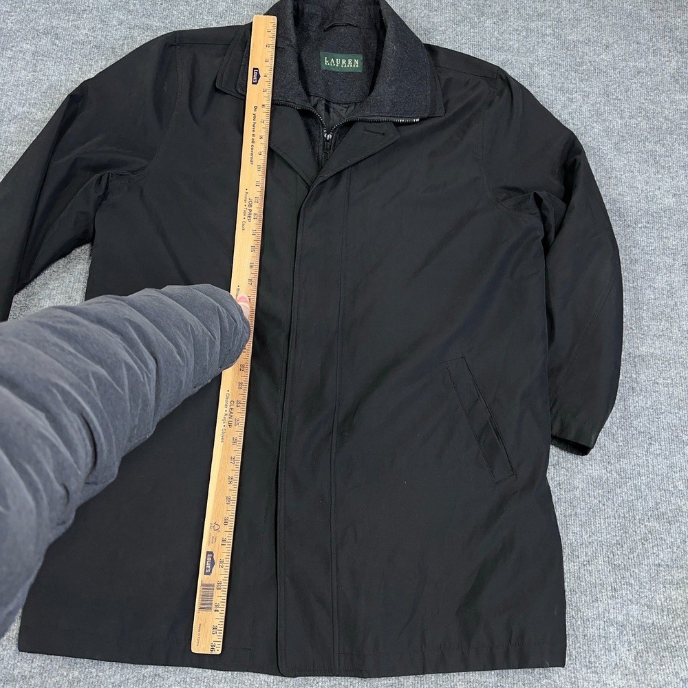 Ralph Lauren Trench Coat Men 44R Black Microfiber Full Zip Removable Liner *READ - Picture 11 of 14